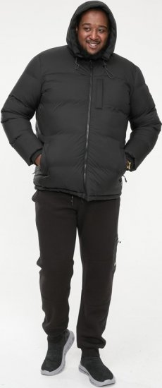 D555 DOMENIC Quilted Puffer Jacket With Half Micro Fleece Lining And Hood Black - Bundy - Bundy Nadmerné Veľkosti 2XL-8XL