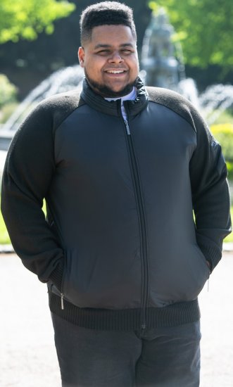 D555 MARSDEN Hybrid Knitted Jacket With Bonded Fleece Lining Black - Bundy - Bundy Nadmerné Veľkosti 2XL-8XL