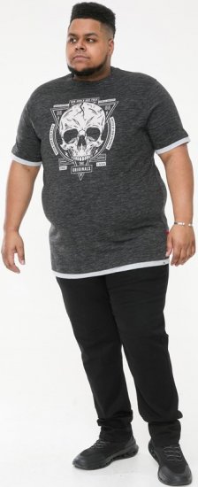 D555 DARREN Skull Printed T-Shirt With Double Layer On Hem & Cuff Black Reno - Tričká - Nadrozmerné tričká - 2XL-14XL
