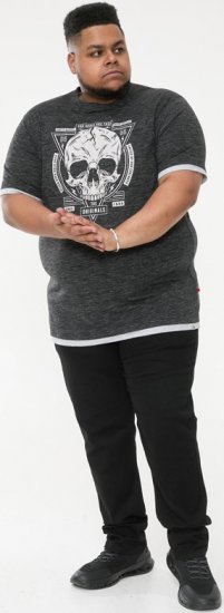D555 DARREN Skull Printed T-Shirt With Double Layer On Hem & Cuff Black Reno - Tričká - Nadrozmerné tričká - 2XL-14XL