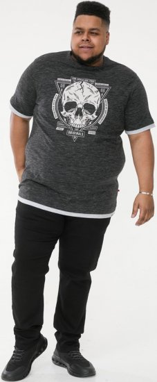 D555 DARREN Skull Printed T-Shirt With Double Layer On Hem & Cuff Black Reno - Tričká - Nadrozmerné tričká - 2XL-14XL