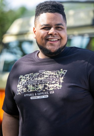 D555 EDWALTON NYCTY Camo Printed Crew Neck T-Shirt Washed Black - Tričká - Nadrozmerné tričká - 2XL-14XL