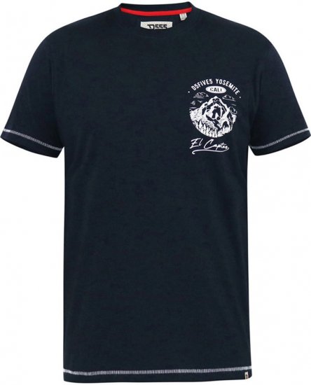 D555 GRAHAM YOSEMITE Chest And Back Printed Crew Neck T-Shirt Navy - Tričká - Nadrozmerné tričká - 2XL-14XL