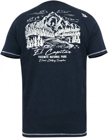 D555 GRAHAM YOSEMITE Chest And Back Printed Crew Neck T-Shirt Navy - Tričká - Nadrozmerné tričká - 2XL-14XL
