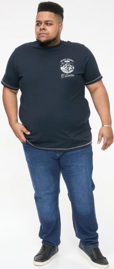 D555 GRAHAM YOSEMITE Chest And Back Printed Crew Neck T-Shirt Navy - Tričká - Nadrozmerné tričká - 2XL-14XL