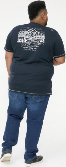 D555 GRAHAM YOSEMITE Chest And Back Printed Crew Neck T-Shirt Navy - Tričká - Nadrozmerné tričká - 2XL-14XL