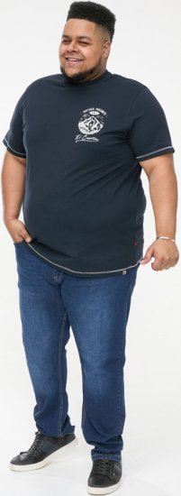 D555 GRAHAM YOSEMITE Chest And Back Printed Crew Neck T-Shirt Navy - Tričká - Nadrozmerné tričká - 2XL-14XL