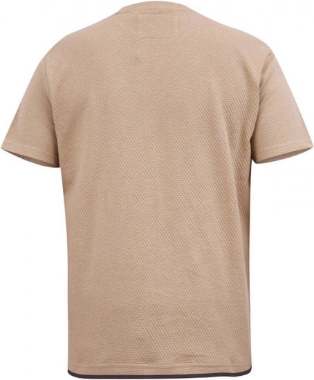 D555 SANDFORD Double Layer On Neck Ribs And Hem Waffle Textured T-Shirt Beige - Tričká - Nadrozmerné tričká - 2XL-14XL