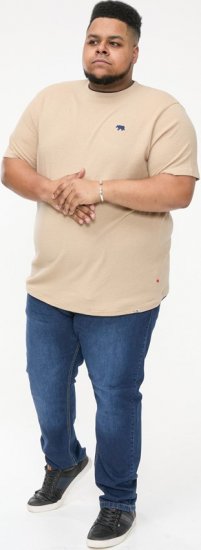 D555 SANDFORD Double Layer On Neck Ribs And Hem Waffle Textured T-Shirt Beige - Tričká - Nadrozmerné tričká - 2XL-14XL