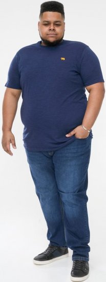 D555 ORSTON Reno Fabric Crew Neck T-Shirt With Chest Embroidery Blue Reno - Tričká - Nadrozmerné tričká - 2XL-14XL