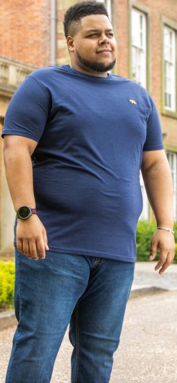 D555 ORSTON Reno Fabric Crew Neck T-Shirt With Chest Embroidery Blue Reno - Tričká - Nadrozmerné tričká - 2XL-14XL