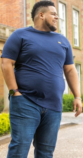 D555 ORSTON Reno Fabric Crew Neck T-Shirt With Chest Embroidery Blue Reno - Tričká - Nadrozmerné tričká - 2XL-14XL