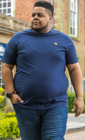 D555 ORSTON Reno Fabric Crew Neck T-Shirt With Chest Embroidery Blue Reno - Tričká - Nadrozmerné tričká - 2XL-14XL