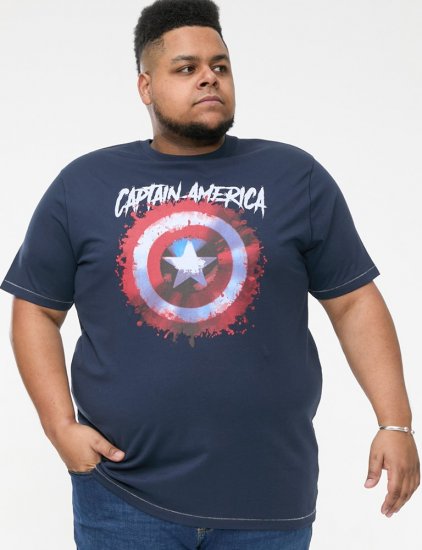 D555 ROGERS Official Captain America Printed T-Shirt Dark Navy - Tričká - Nadrozmerné tričká - 2XL-14XL