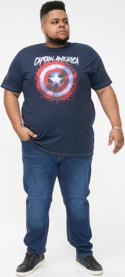 D555 ROGERS Official Captain America Printed T-Shirt Dark Navy - Tričká - Nadrozmerné tričká - 2XL-14XL
