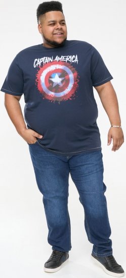 D555 ROGERS Official Captain America Printed T-Shirt Dark Navy - Tričká - Nadrozmerné tričká - 2XL-14XL