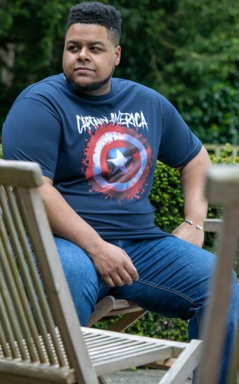 D555 ROGERS Official Captain America Printed T-Shirt Dark Navy - Tričká - Nadrozmerné tričká - 2XL-14XL