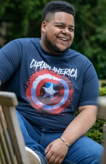 D555 ROGERS Official Captain America Printed T-Shirt Dark Navy - Tričká - Nadrozmerné tričká - 2XL-14XL
