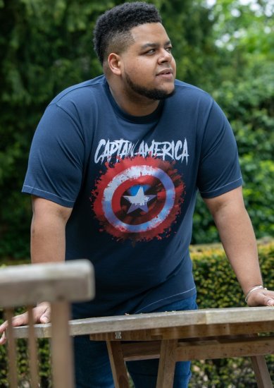 D555 ROGERS Official Captain America Printed T-Shirt Dark Navy - Tričká - Nadrozmerné tričká - 2XL-14XL
