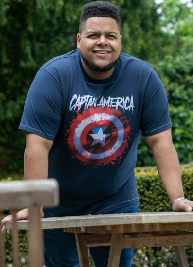 D555 ROGERS Official Captain America Printed T-Shirt Dark Navy - Tričká - Nadrozmerné tričká - 2XL-14XL