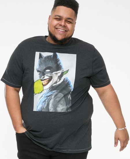D555 MARTIN Official Batman Printed T-Shirt Washed Black - Tričká - Nadrozmerné tričká - 2XL-14XL