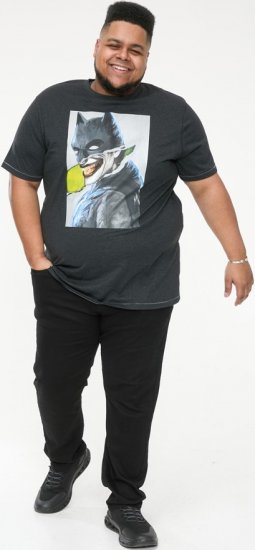 D555 MARTIN Official Batman Printed T-Shirt Washed Black - Tričká - Nadrozmerné tričká - 2XL-14XL