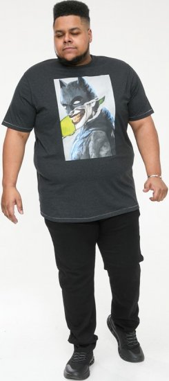 D555 MARTIN Official Batman Printed T-Shirt Washed Black - Tričká - Nadrozmerné tričká - 2XL-14XL