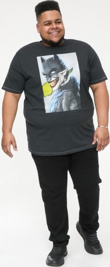 D555 MARTIN Official Batman Printed T-Shirt Washed Black - Tričká - Nadrozmerné tričká - 2XL-14XL