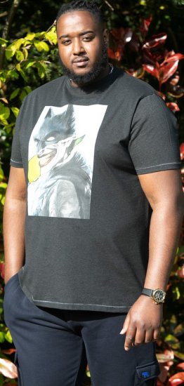 D555 MARTIN Official Batman Printed T-Shirt Washed Black - Tričká - Nadrozmerné tričká - 2XL-14XL