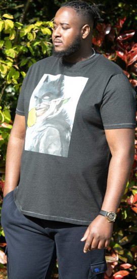 D555 MARTIN Official Batman Printed T-Shirt Washed Black - Tričká - Nadrozmerné tričká - 2XL-14XL