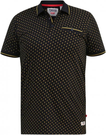 D555 RAUL AOP Jersey Polo With Jacquard Collar, Ribs And Chest Pocket Black - Polokošele - Polokošele 2XL-8XL