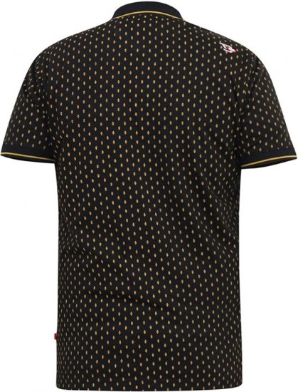 D555 RAUL AOP Jersey Polo With Jacquard Collar, Ribs And Chest Pocket Black - Polokošele - Polokošele 2XL-8XL