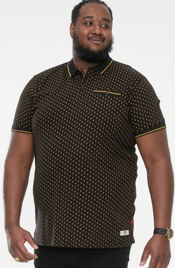 D555 RAUL AOP Jersey Polo With Jacquard Collar, Ribs And Chest Pocket Black - Polokošele - Polokošele 2XL-8XL