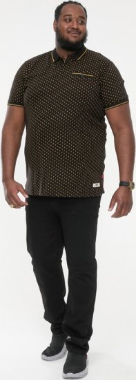 D555 RAUL AOP Jersey Polo With Jacquard Collar, Ribs And Chest Pocket Black - Polokošele - Polokošele 2XL-8XL