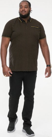 D555 RAUL AOP Jersey Polo With Jacquard Collar, Ribs And Chest Pocket Black - Polokošele - Polokošele 2XL-8XL