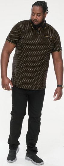 D555 RAUL AOP Jersey Polo With Jacquard Collar, Ribs And Chest Pocket Black - Polokošele - Polokošele 2XL-8XL