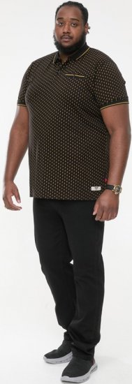 D555 RAUL AOP Jersey Polo With Jacquard Collar, Ribs And Chest Pocket Black - Polokošele - Polokošele 2XL-8XL