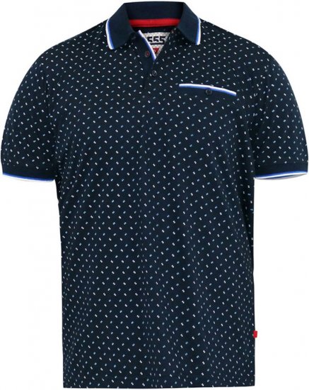 D555 OAKLEY AOP Jersey Polo With Jacquard Collar, Ribs And Chest Pocket Navy - Polokošele - Polokošele 2XL-8XL