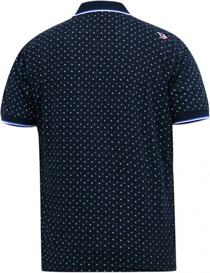D555 OAKLEY AOP Jersey Polo With Jacquard Collar, Ribs And Chest Pocket Navy - Polokošele - Polokošele 2XL-8XL