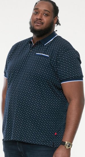 D555 OAKLEY AOP Jersey Polo With Jacquard Collar, Ribs And Chest Pocket Navy - Polokošele - Polokošele 2XL-8XL