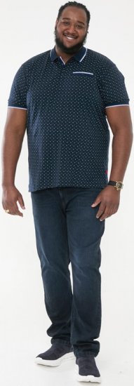 D555 OAKLEY AOP Jersey Polo With Jacquard Collar, Ribs And Chest Pocket Navy - Polokošele - Polokošele 2XL-8XL