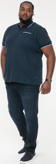 D555 OAKLEY AOP Jersey Polo With Jacquard Collar, Ribs And Chest Pocket Navy - Polokošele - Polokošele 2XL-8XL