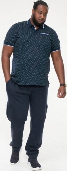 D555 OAKLEY AOP Jersey Polo With Jacquard Collar, Ribs And Chest Pocket Navy - Polokošele - Polokošele 2XL-8XL