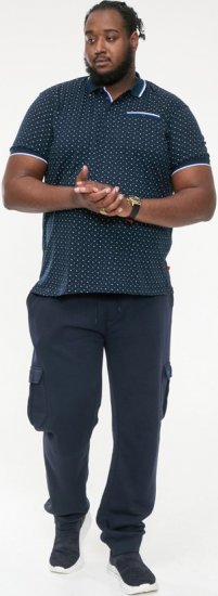 D555 OAKLEY AOP Jersey Polo With Jacquard Collar, Ribs And Chest Pocket Navy - Polokošele - Polokošele 2XL-8XL
