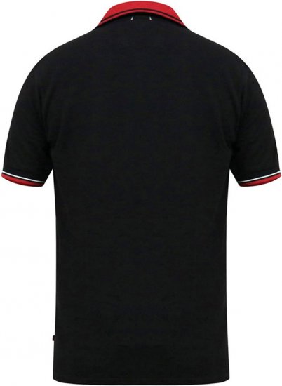 D555 CHESTER Pique Polo With Red Collar With Tipping Detail And Chest Embroidery Black - Polokošele - Polokošele 2XL-8XL
