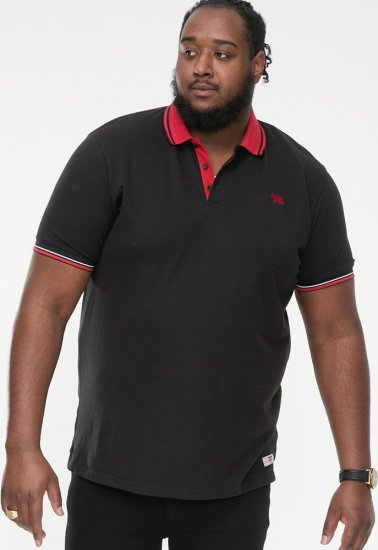 D555 CHESTER Pique Polo With Red Collar With Tipping Detail And Chest Embroidery Black - Polokošele - Polokošele 2XL-8XL