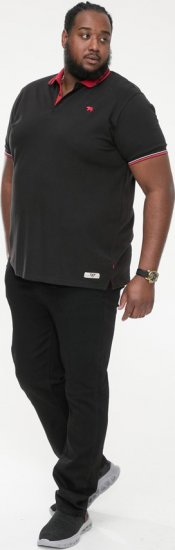D555 CHESTER Pique Polo With Red Collar With Tipping Detail And Chest Embroidery Black - Polokošele - Polokošele 2XL-8XL