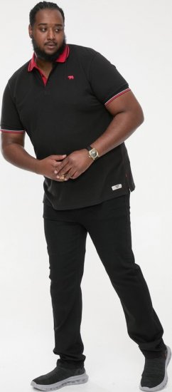 D555 CHESTER Pique Polo With Red Collar With Tipping Detail And Chest Embroidery Black - Polokošele - Polokošele 2XL-8XL