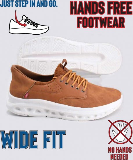 D555 Dartford 1 Kingsize Hands Free Shoes Pu & Faux Suede Top Tan - Pánske topánky 40-52 - 