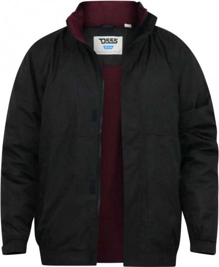 D555 Rudy Showerproof Fleece Lined Jacket With Packaway Hood - Black - Bundy - Bundy Nadmerné Veľkosti 2XL-8XL